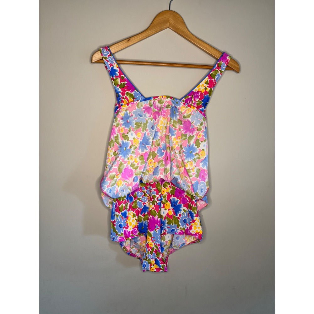 Vintage Floral Swim Dress Cottagecore Retro Skirted One Piece 12 - Picture 5 of 6